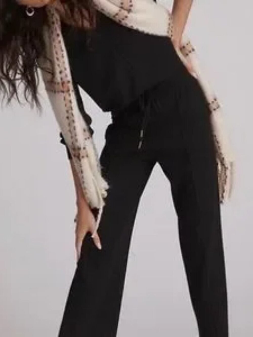 Anthropologie Daily Practice Jogger Pants Wide Leg Knit Stretch Black Size Small